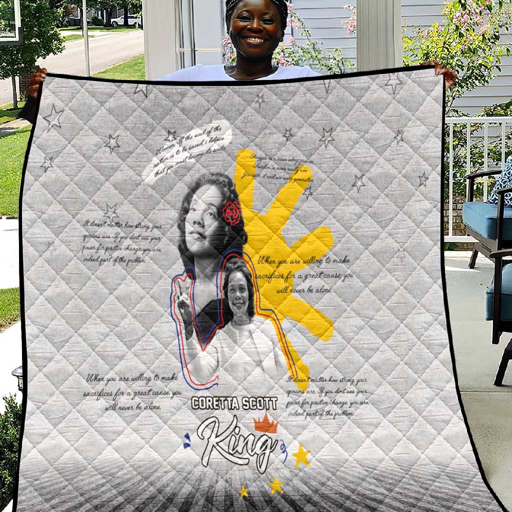 African American Coretta Scott King Quilt Honoring The Legacy Hand Draw Style
