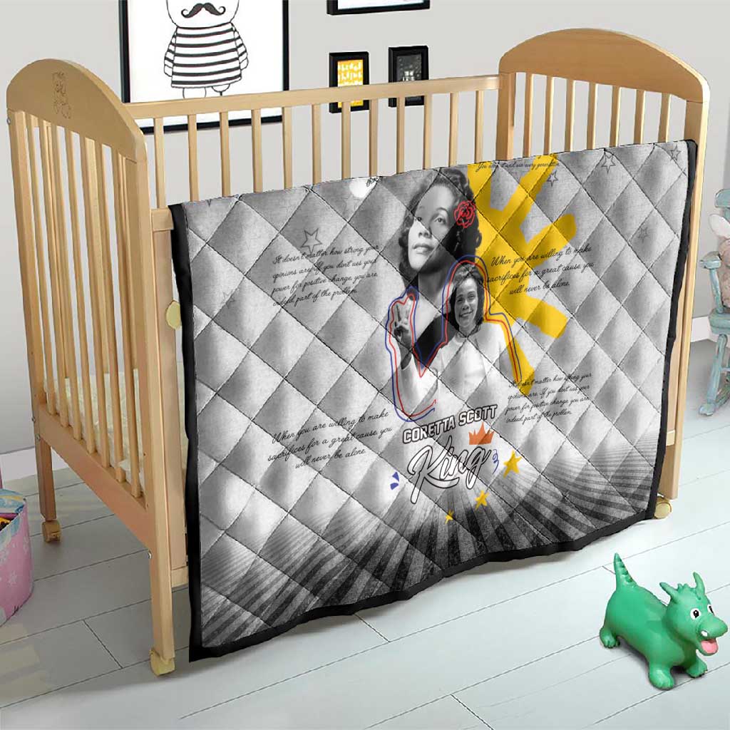 African American Coretta Scott King Quilt Honoring The Legacy Hand Draw Style