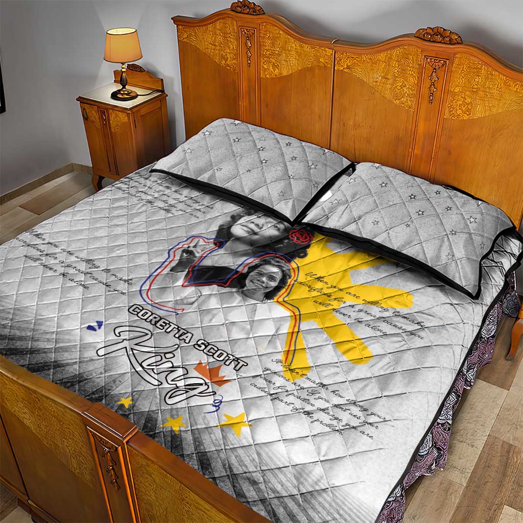 African American Coretta Scott King Quilt Bed Set Honoring The Legacy Hand Draw Style