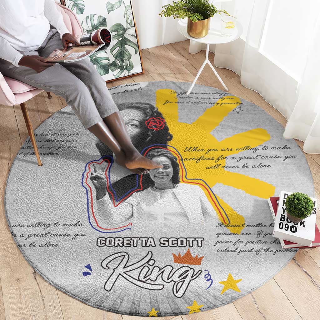 African American Coretta Scott King Round Carpet Honoring The Legacy Hand Draw Style