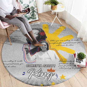 African American Coretta Scott King Round Carpet Honoring The Legacy Hand Draw Style