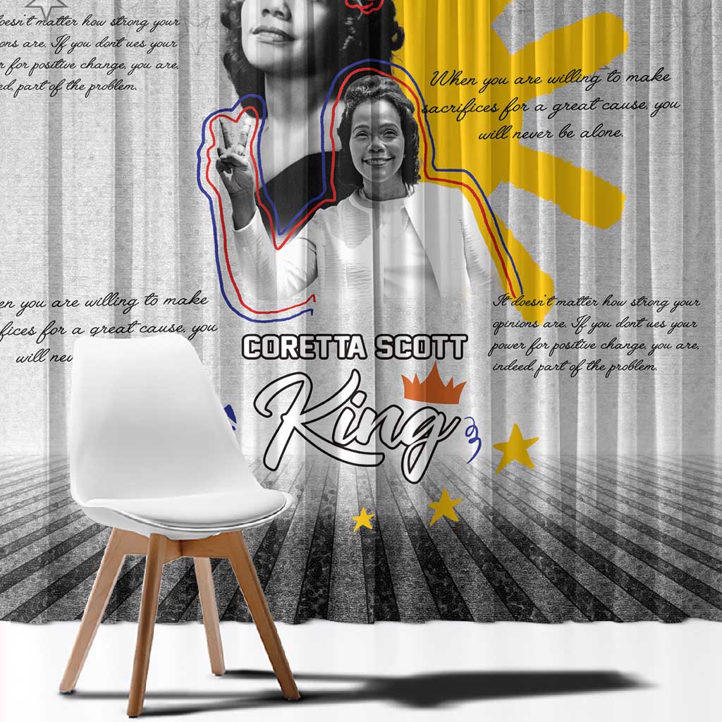 African American Coretta Scott King Window Curtain Honoring The Legacy Hand Draw Style