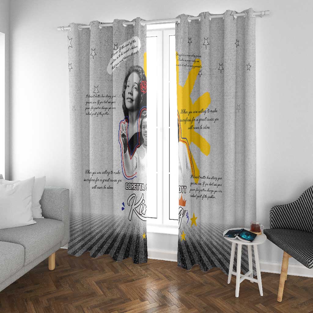 African American Coretta Scott King Window Curtain Honoring The Legacy Hand Draw Style