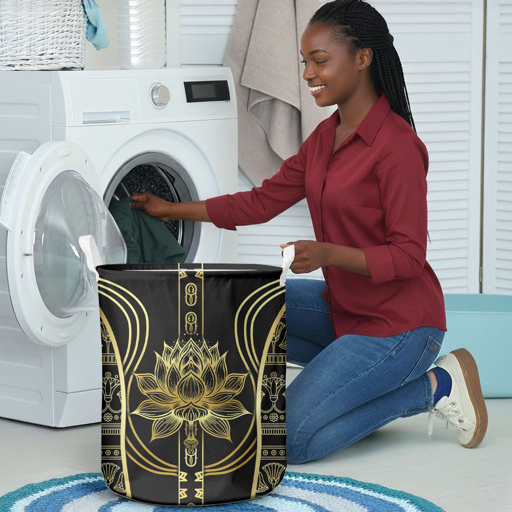 Egypt The Lotus Laundry Basket Gold Bloom Hieroglyphic Patterns