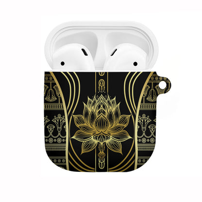 Egypt The Lotus AirPods Case Gold Bloom Hieroglyphic Patterns