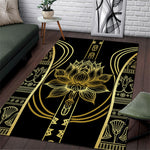 Egypt The Lotus Area Rug Gold Bloom Hieroglyphic Patterns