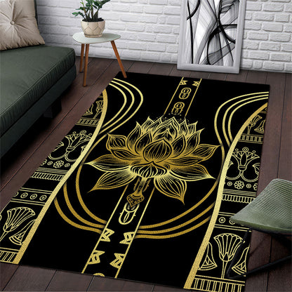 Egypt The Lotus Area Rug Gold Bloom Hieroglyphic Patterns