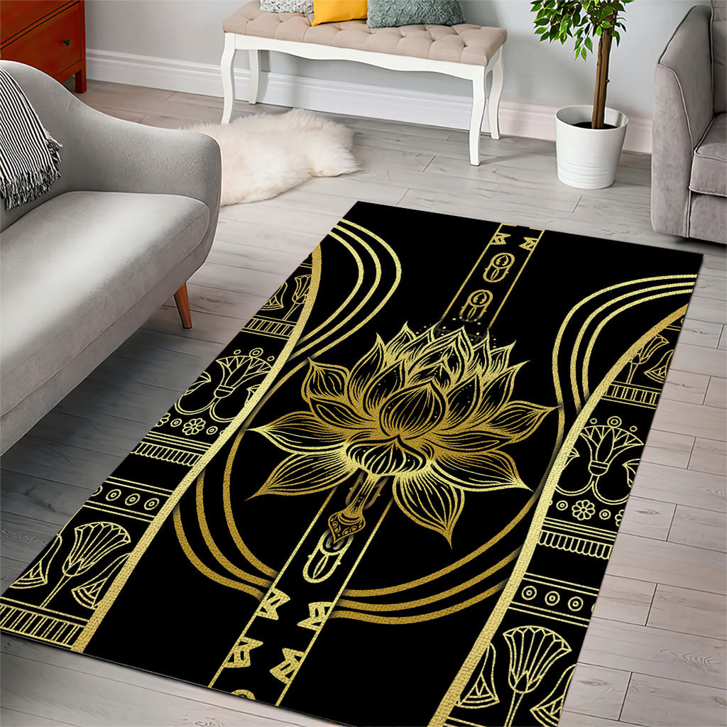 Egypt The Lotus Area Rug Gold Bloom Hieroglyphic Patterns