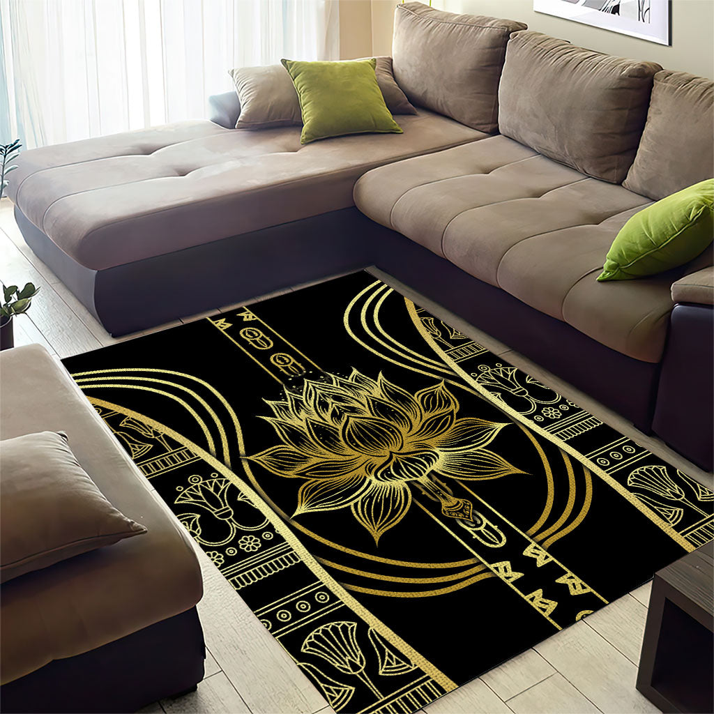 Egypt The Lotus Area Rug Gold Bloom Hieroglyphic Patterns