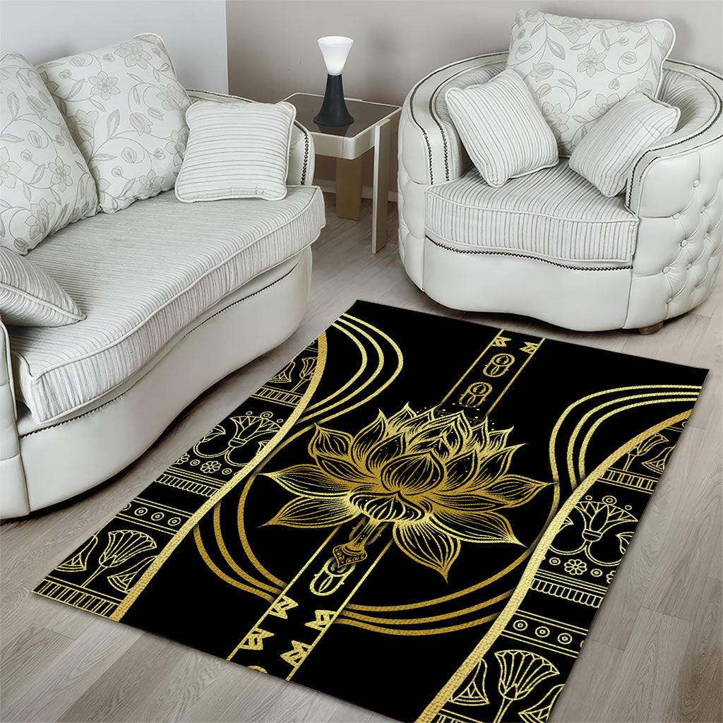 Egypt The Lotus Area Rug Gold Bloom Hieroglyphic Patterns