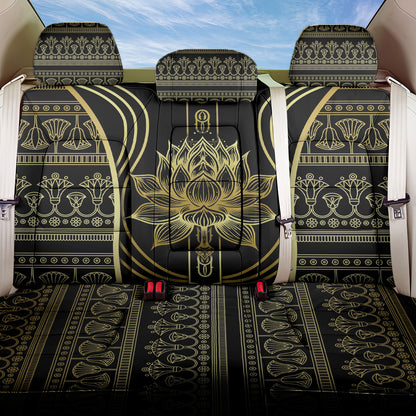 Egypt The Lotus Back Car Seat Cover Gold Bloom Hieroglyphic Patterns