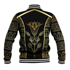 Egypt The Lotus Baseball Jacket Gold Bloom Hieroglyphic Patterns