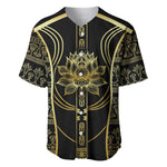 Egypt The Lotus Baseball Jersey Gold Bloom Hieroglyphic Patterns