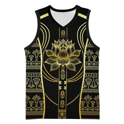 Egypt The Lotus Basketball Jersey Gold Bloom Hieroglyphic Patterns