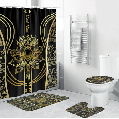Egypt The Lotus Bathroom Set Gold Bloom Hieroglyphic Patterns