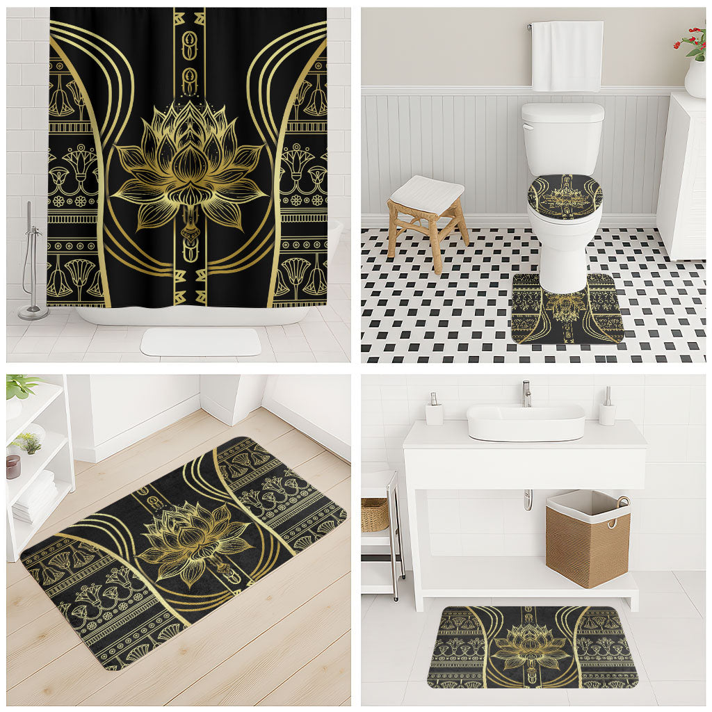 Egypt The Lotus Bathroom Set Gold Bloom Hieroglyphic Patterns