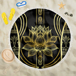 Egypt The Lotus Beach Blanket Gold Bloom Hieroglyphic Patterns