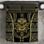 Egypt The Lotus Bedding Set Gold Bloom Hieroglyphic Patterns