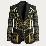 Egypt The Lotus Blazer Gold Bloom Hieroglyphic Patterns