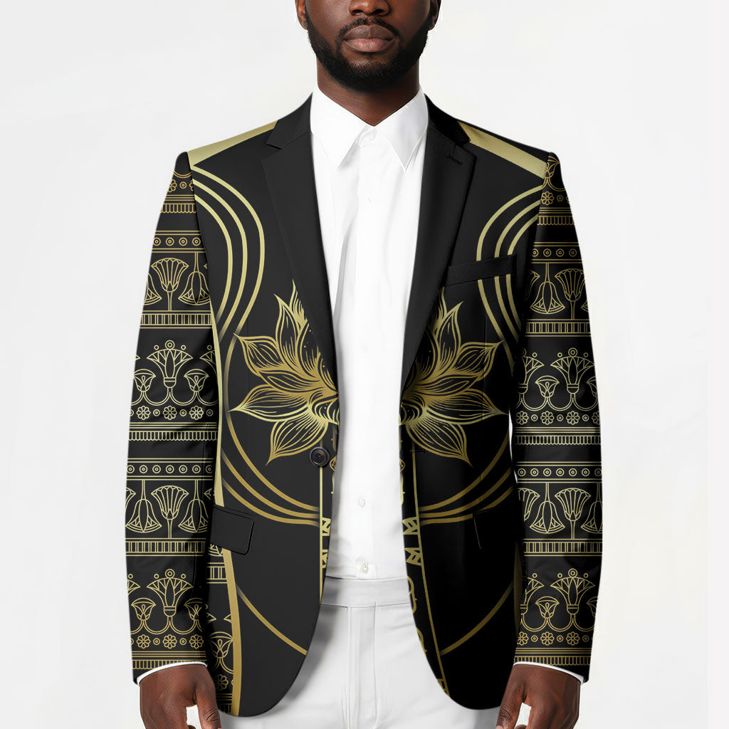 Egypt The Lotus Blazer Gold Bloom Hieroglyphic Patterns