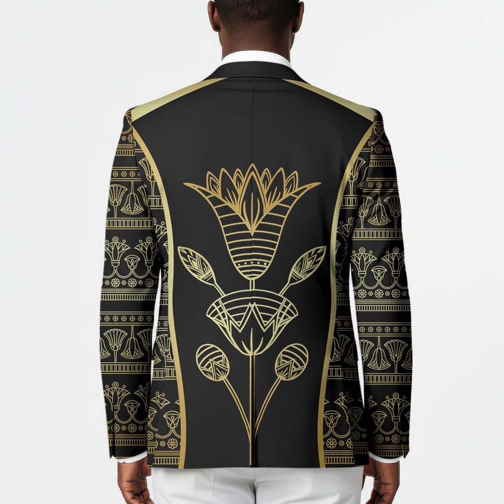 Egypt The Lotus Blazer Gold Bloom Hieroglyphic Patterns