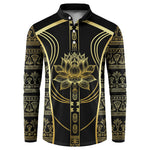 Egypt The Lotus Button Sweatshirt Gold Bloom Hieroglyphic Patterns