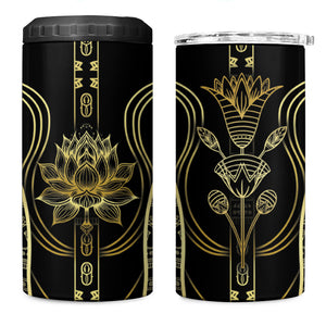 Egypt The Lotus 4 in 1 Can Cooler Tumbler Gold Bloom Hieroglyphic Patterns