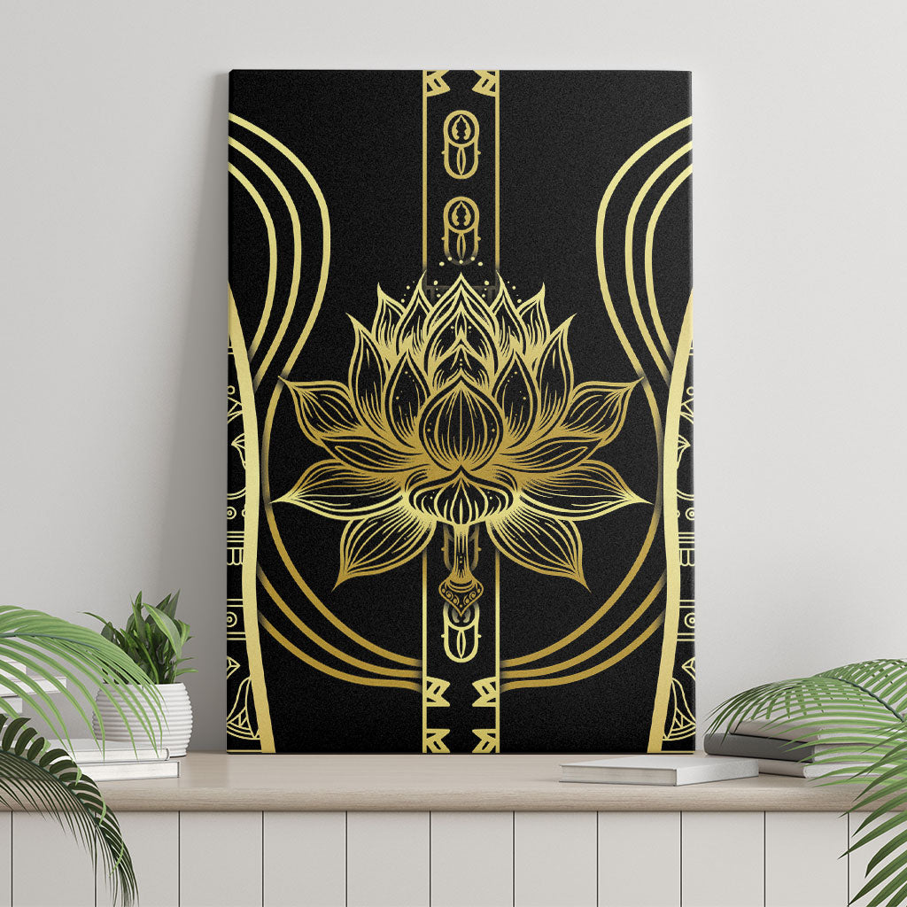 Egypt The Lotus Canvas Wall Art Gold Bloom Hieroglyphic Patterns