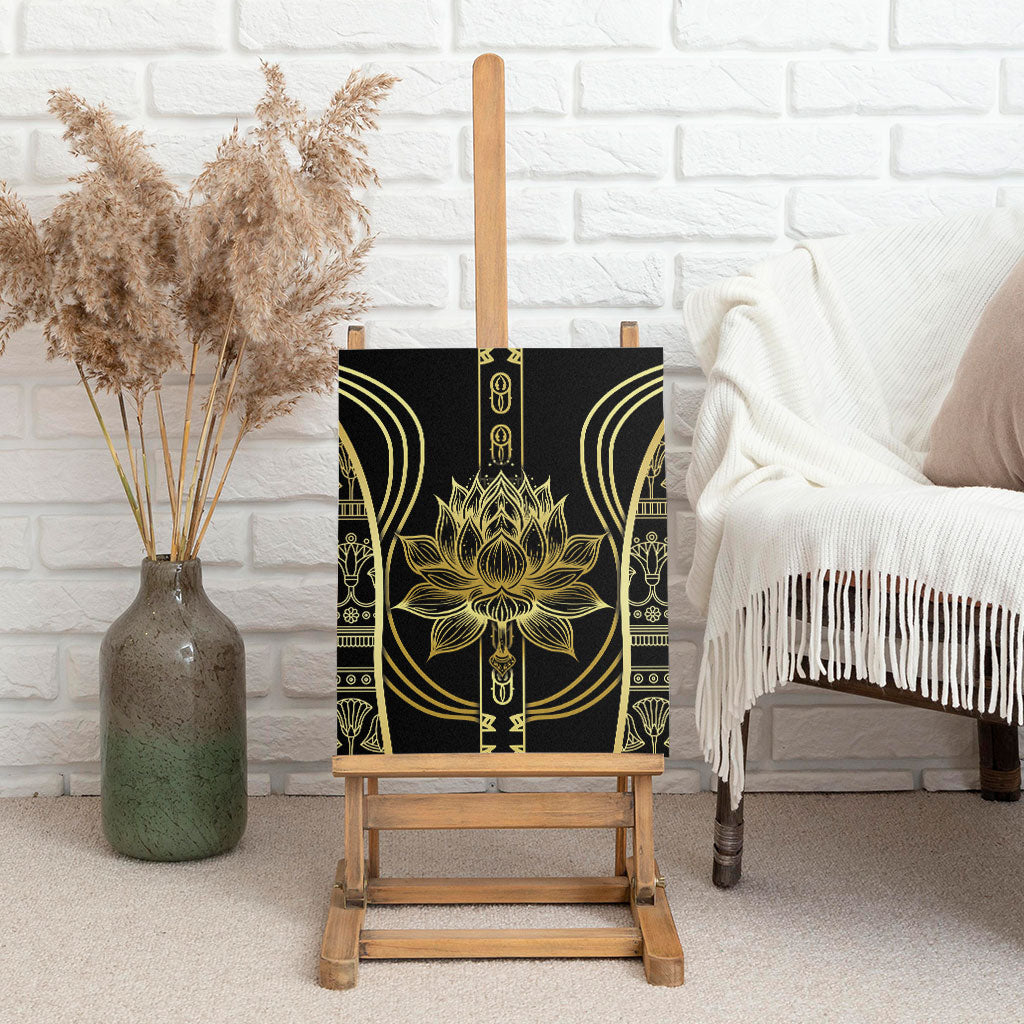 Egypt The Lotus Canvas Wall Art Gold Bloom Hieroglyphic Patterns