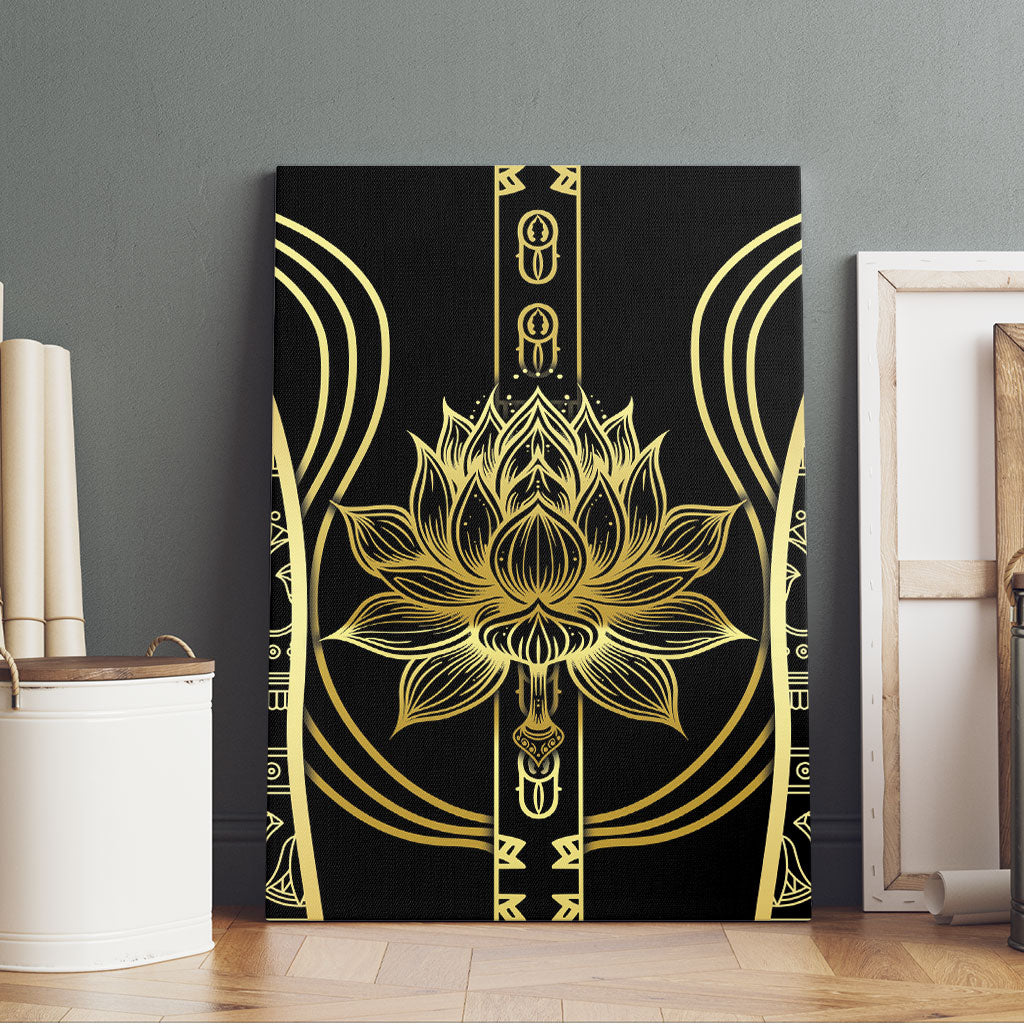 Egypt The Lotus Canvas Wall Art Gold Bloom Hieroglyphic Patterns