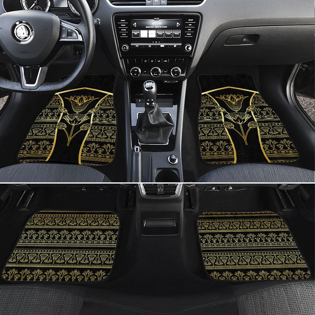 Egypt The Lotus Car Mats Gold Bloom Hieroglyphic Patterns