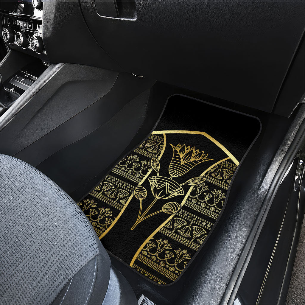 Egypt The Lotus Car Mats Gold Bloom Hieroglyphic Patterns