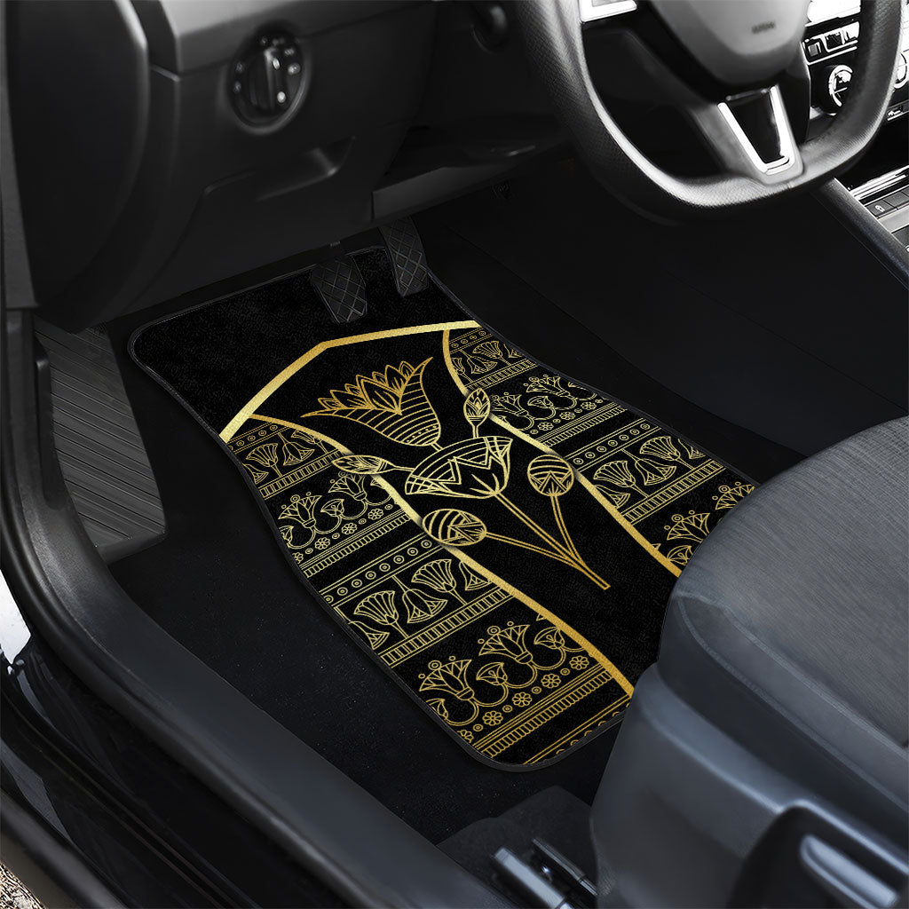 Egypt The Lotus Car Mats Gold Bloom Hieroglyphic Patterns