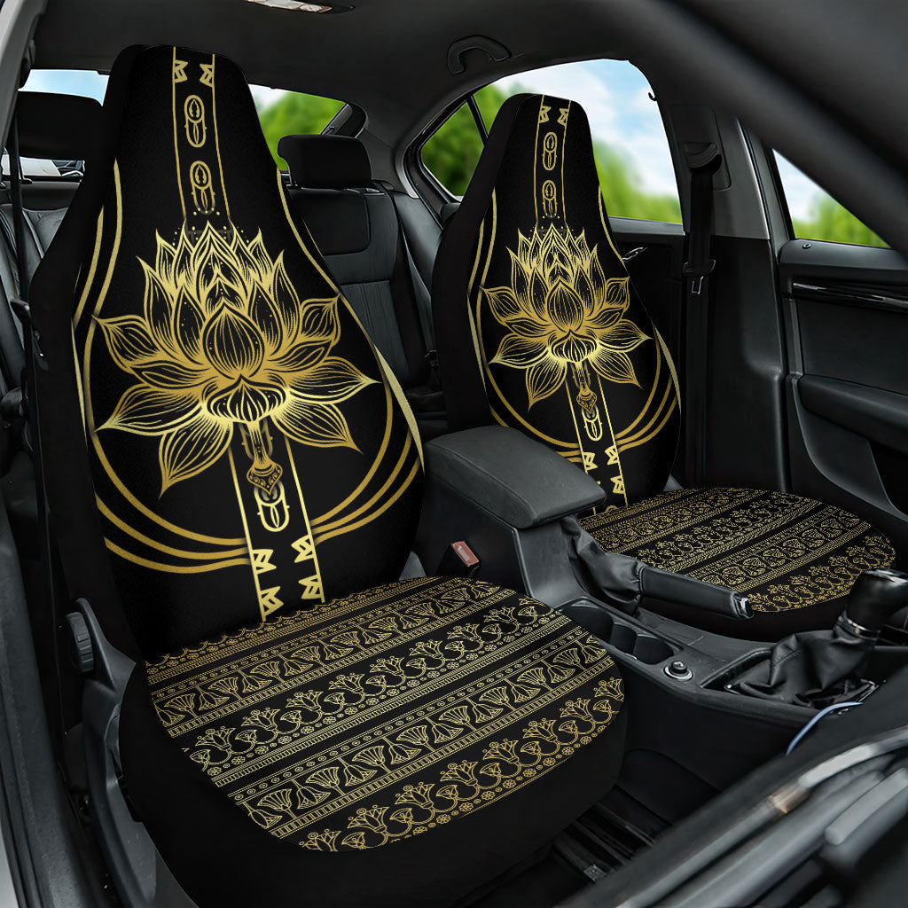 Egypt The Lotus Car Seat Cover Gold Bloom Hieroglyphic Patterns