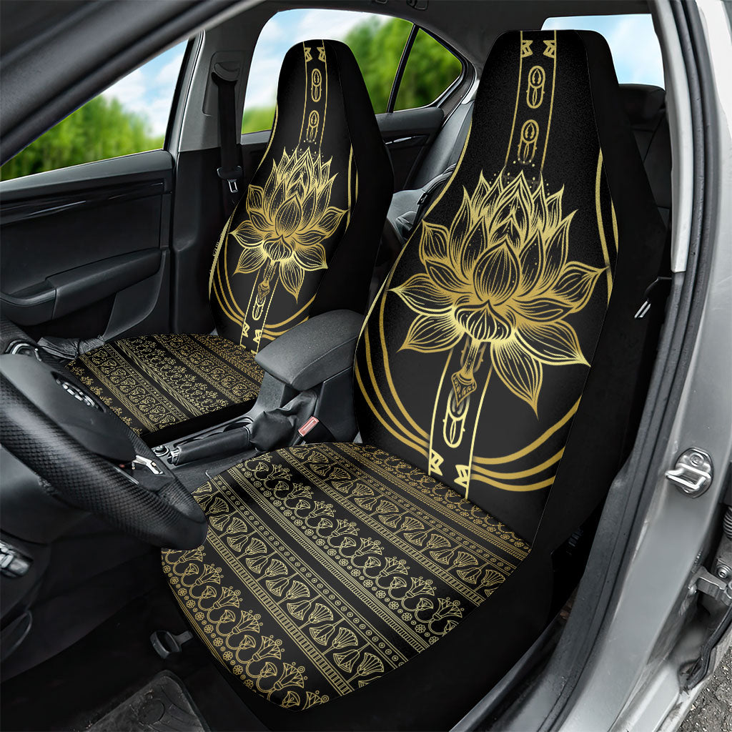 Egypt The Lotus Car Seat Cover Gold Bloom Hieroglyphic Patterns