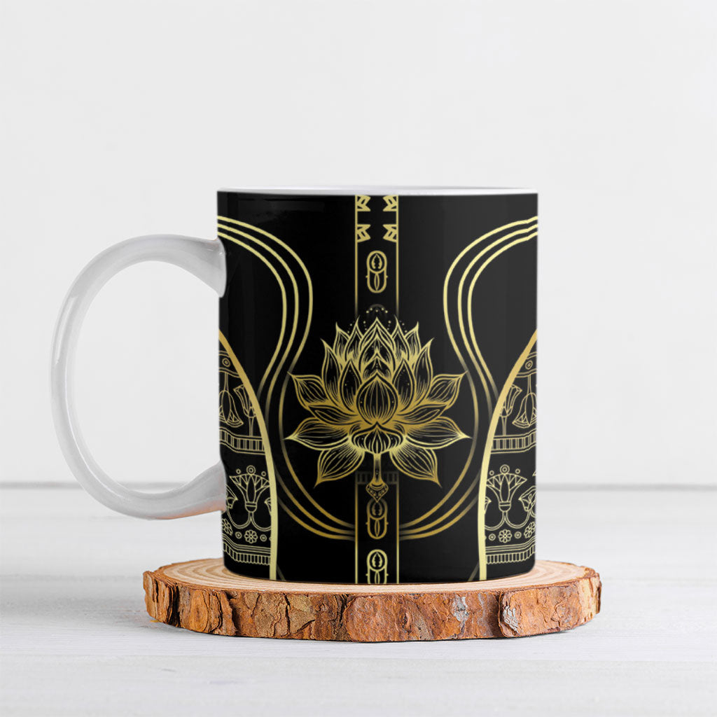 Egypt The Lotus Ceramic Mug Gold Bloom Hieroglyphic Patterns