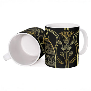 Egypt The Lotus Ceramic Mug Gold Bloom Hieroglyphic Patterns