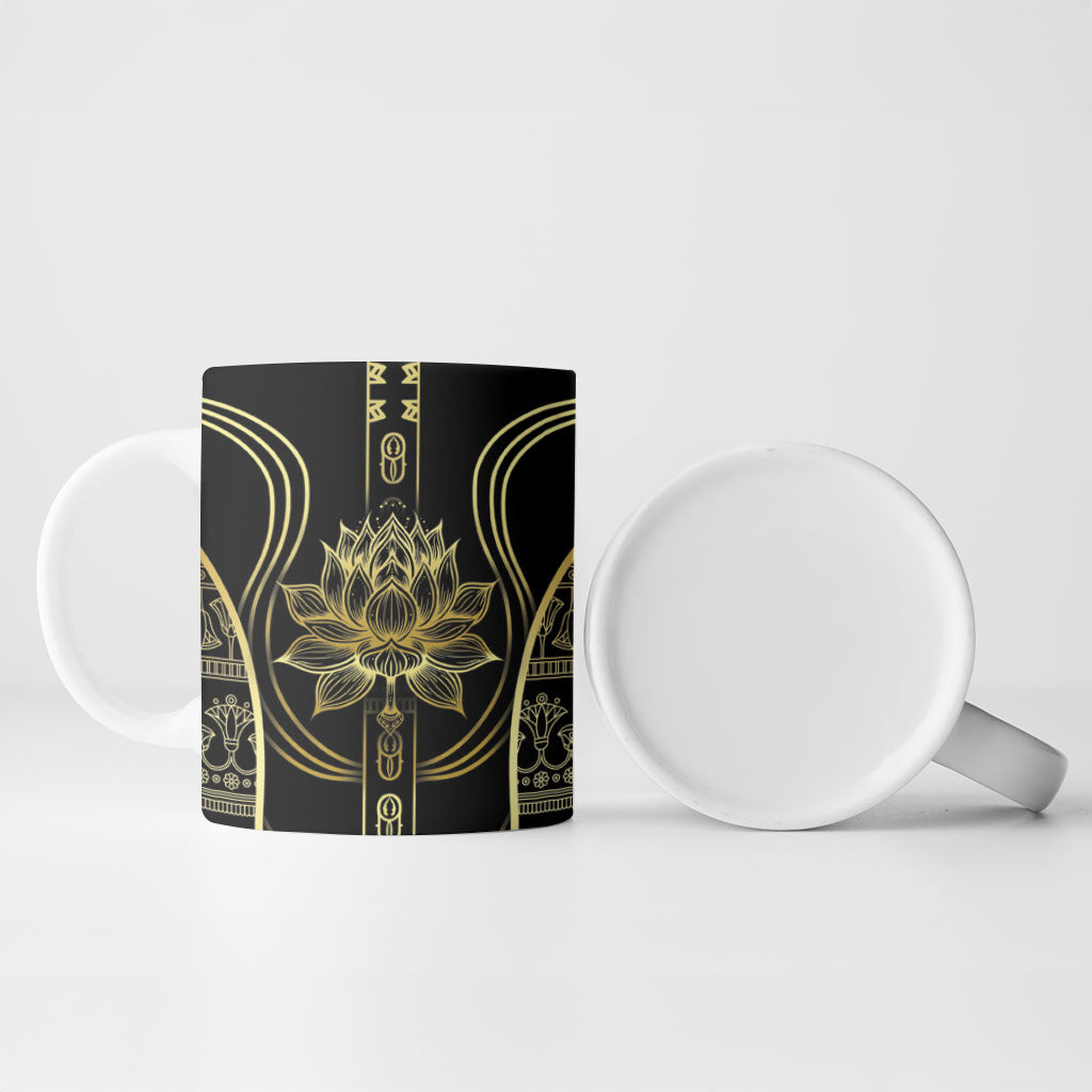 Egypt The Lotus Ceramic Mug Gold Bloom Hieroglyphic Patterns