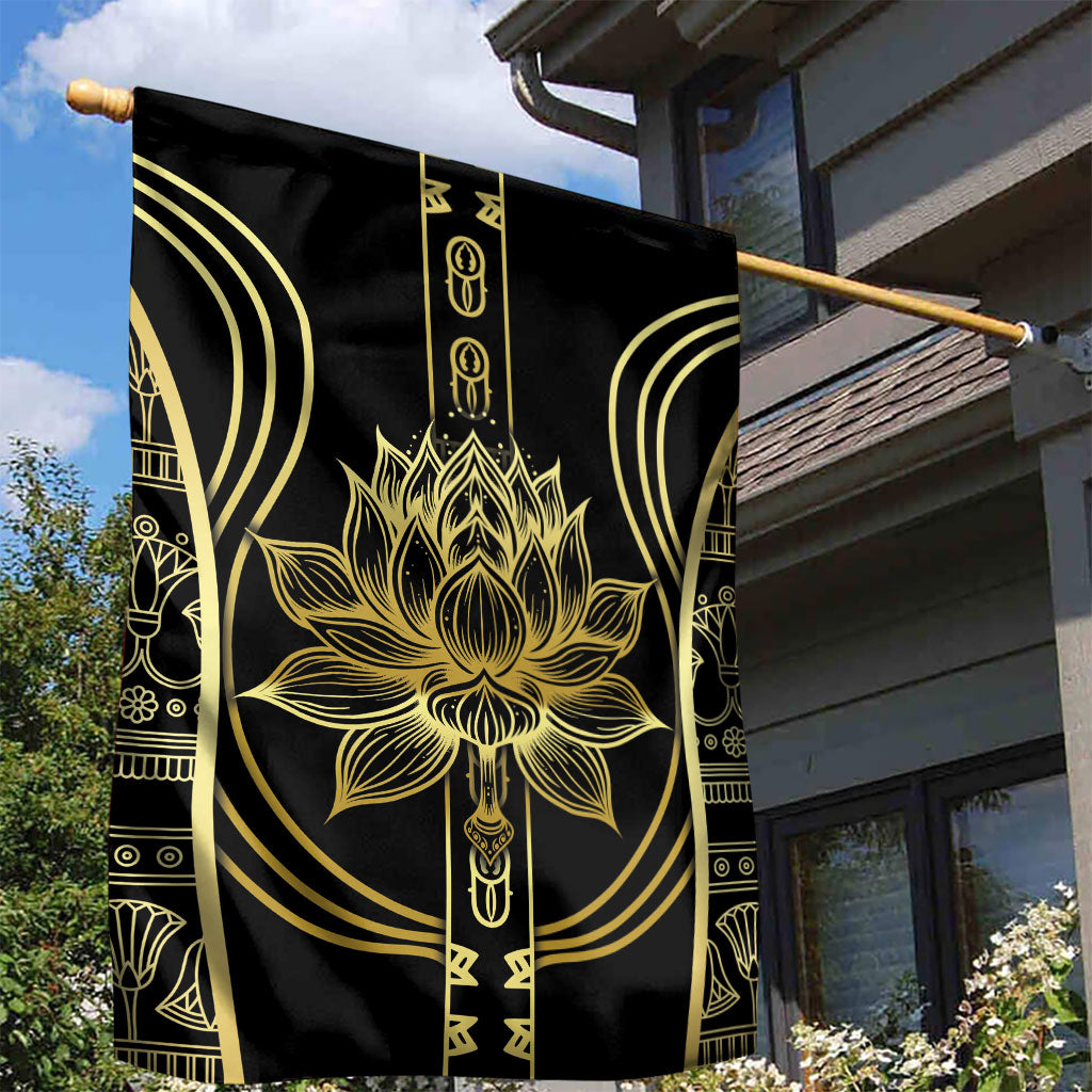 Egypt The Lotus Garden Flag Gold Bloom Hieroglyphic Patterns