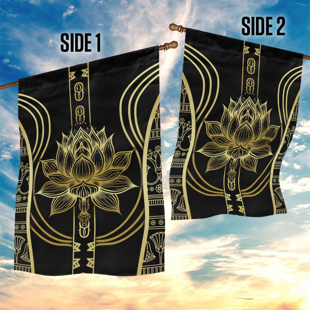 Egypt The Lotus Garden Flag Gold Bloom Hieroglyphic Patterns