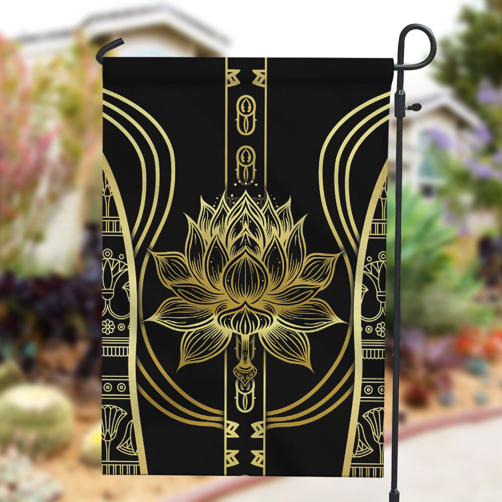 Egypt The Lotus Garden Flag Gold Bloom Hieroglyphic Patterns