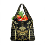 Egypt The Lotus Grocery Bag Gold Bloom Hieroglyphic Patterns