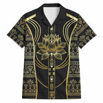 Egypt The Lotus Hawaiian Shirt Gold Bloom Hieroglyphic Patterns