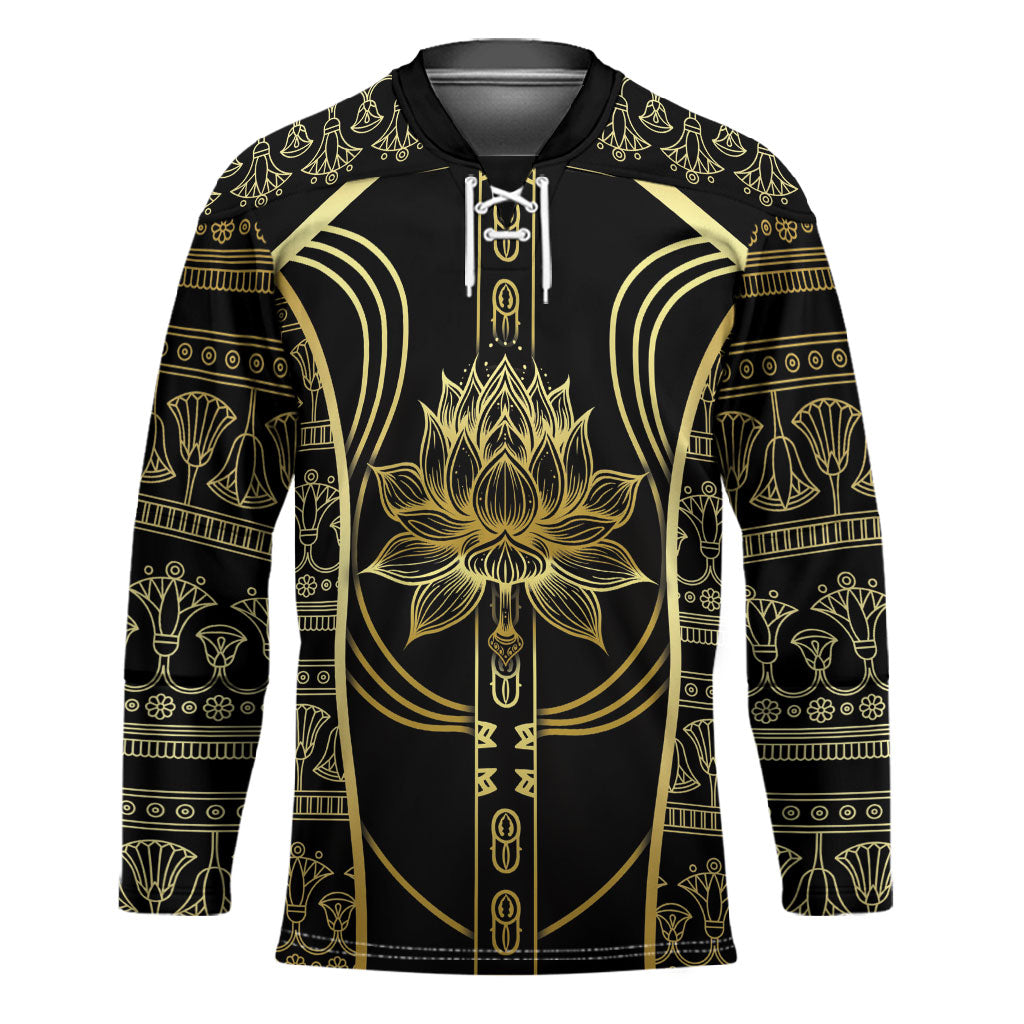 Egypt The Lotus Hockey Jersey Gold Bloom Hieroglyphic Patterns