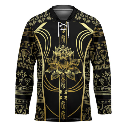 Egypt The Lotus Hockey Jersey Gold Bloom Hieroglyphic Patterns