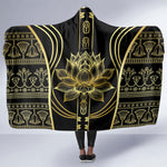 Egypt The Lotus Hooded Blanket Gold Bloom Hieroglyphic Patterns