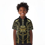 Egypt The Lotus Kid Polo Shirt Gold Bloom Hieroglyphic Patterns