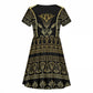 Egypt The Lotus Kid Short Sleeve Dress Gold Bloom Hieroglyphic Patterns