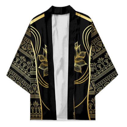 Egypt The Lotus Kimono Gold Bloom Hieroglyphic Patterns