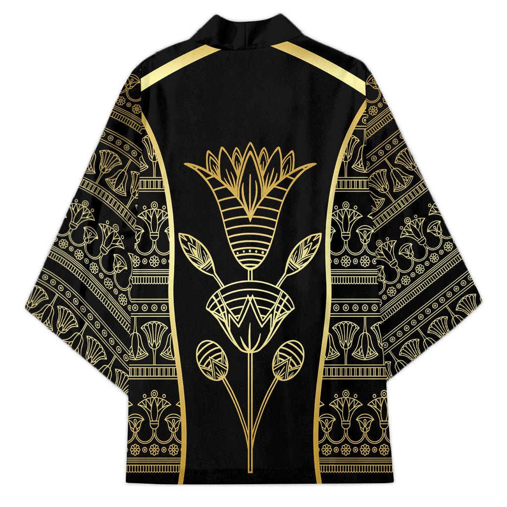 Egypt The Lotus Kimono Gold Bloom Hieroglyphic Patterns
